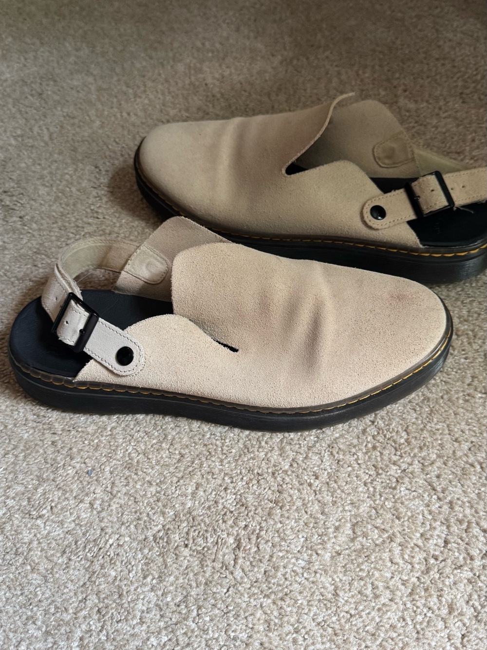 Dr. Martens Cream Suede Slip-On Loafers with Black Sole - Picture 2 of 8